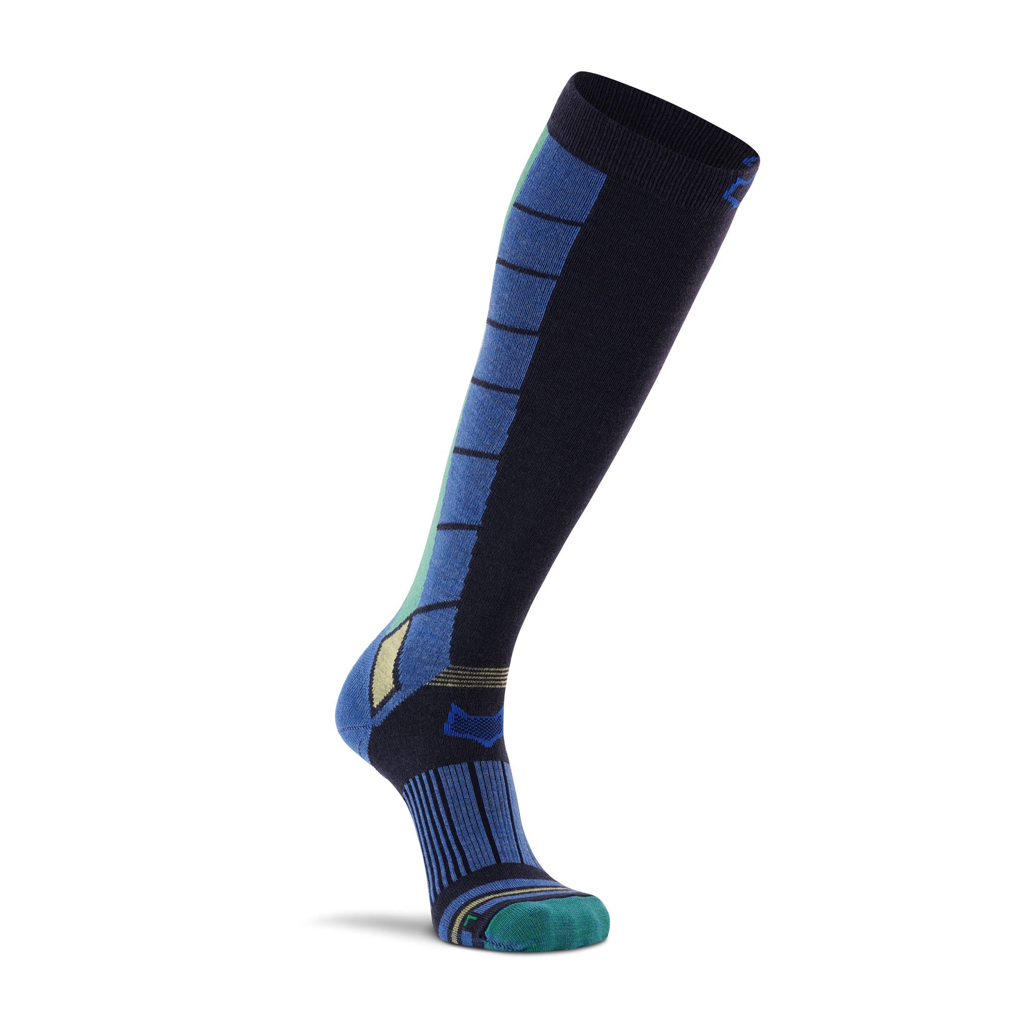 Men's Grenoble Ultra-Lightweight Over-the-Calf Ski and Snowboard Sock Navy/Green Medium - Fox River