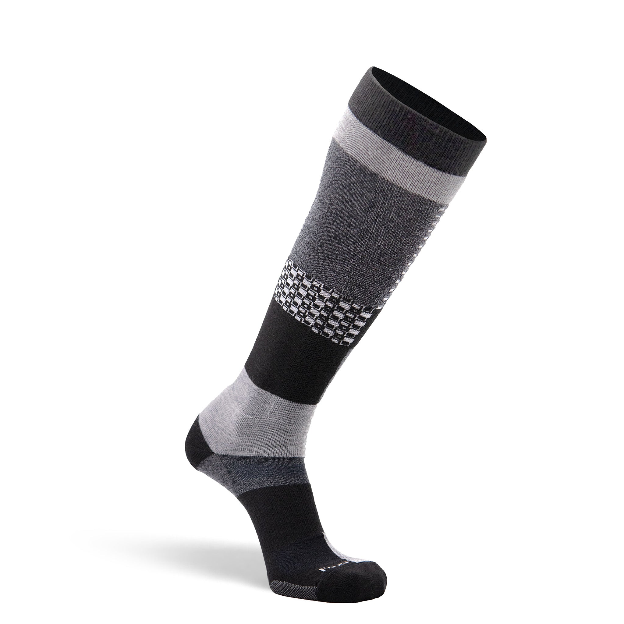 Men's Peakheat Park Rat Lightweight Over-the-Calf Ski and Snowboard Sock Black/Grey Medium - Fox River