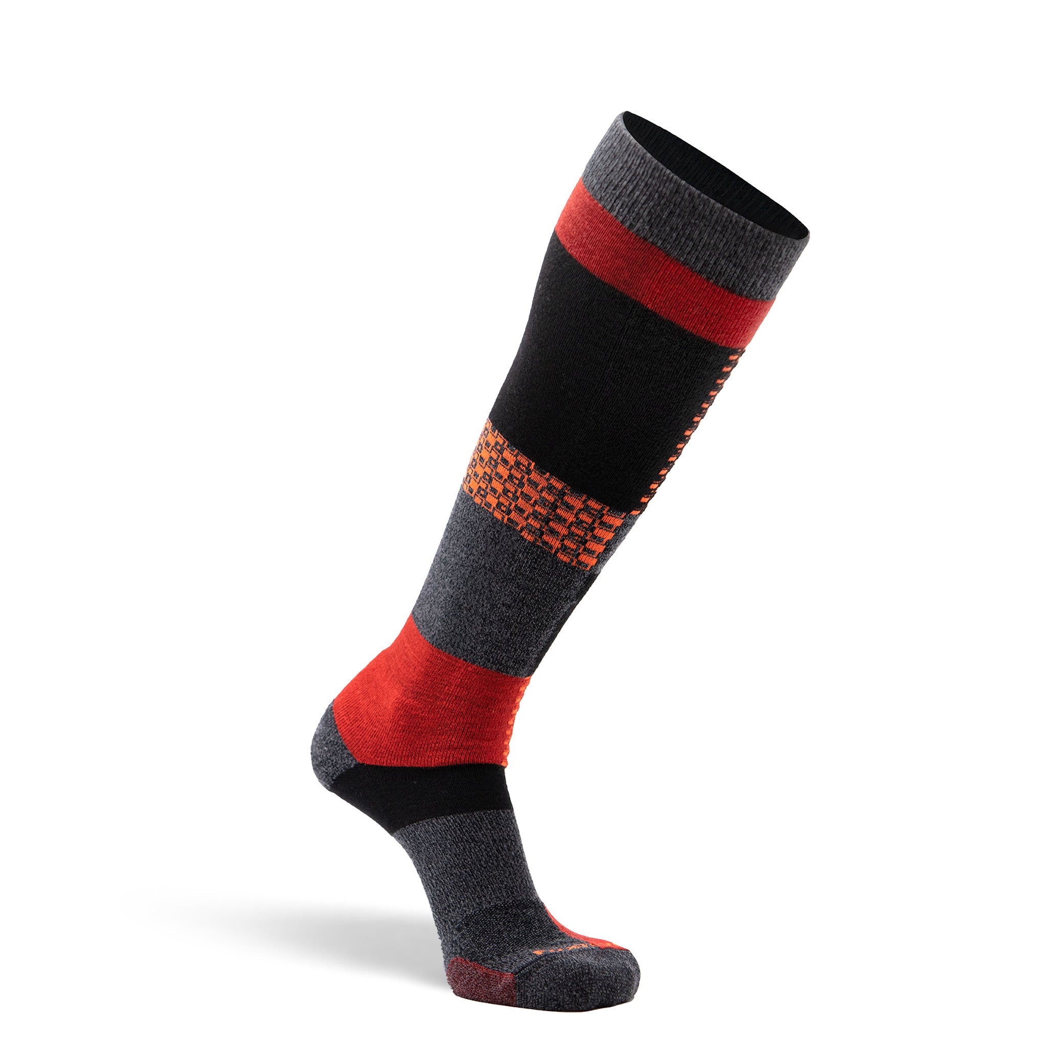 Men's Peakheat Park Rat Lightweight Over-the-Calf Ski and Snowboard Sock Grey/Orange Medium - Fox River