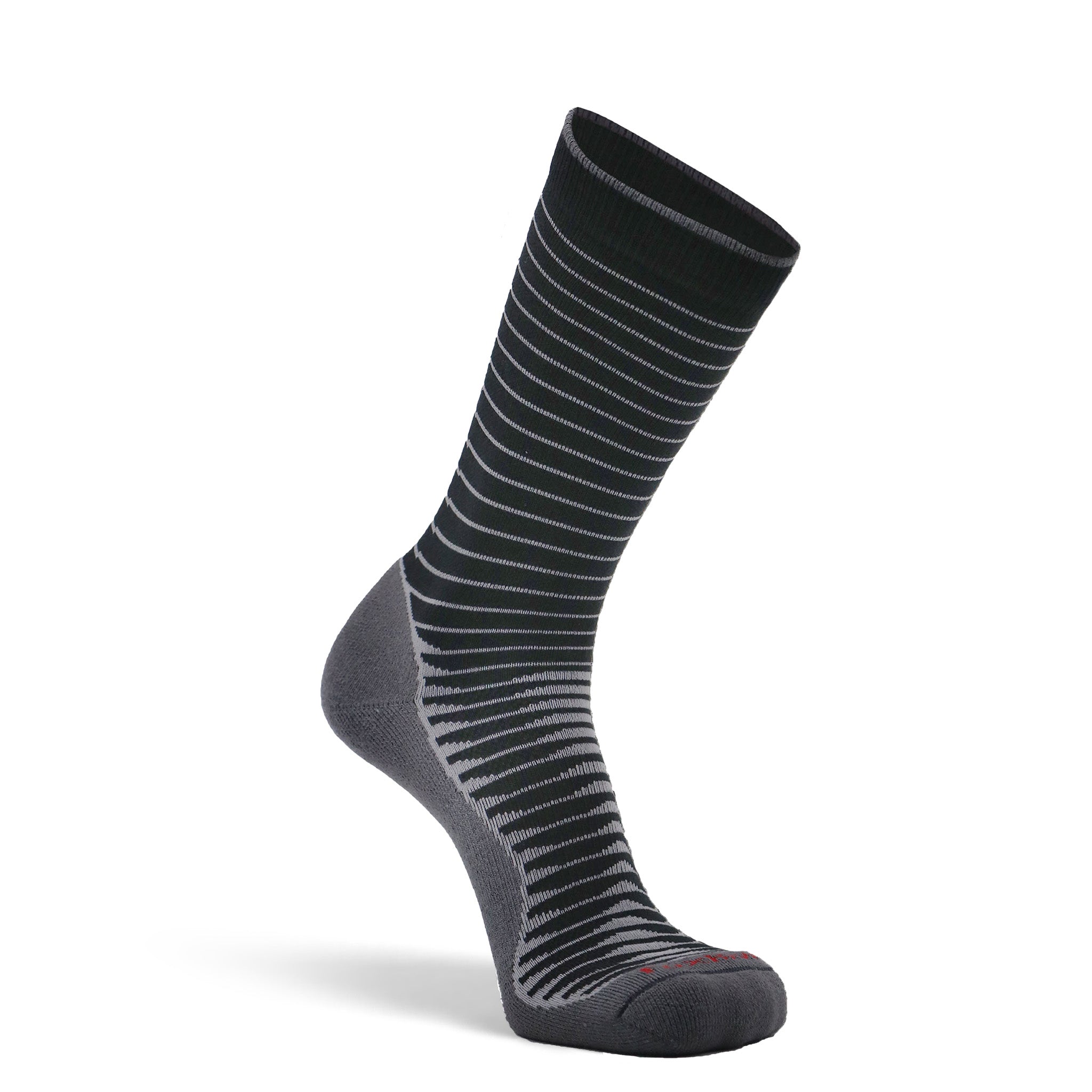 Men's Stripe Lightweight Crew Hiking Sock Black Medium - Fox River