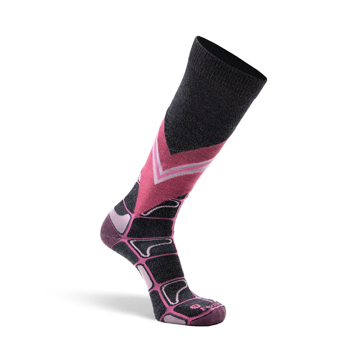 Women's Apres Ultra-Lightweight Over-the-Calf Ski and Snowboard Sock Grey/Pink Small - Fox River