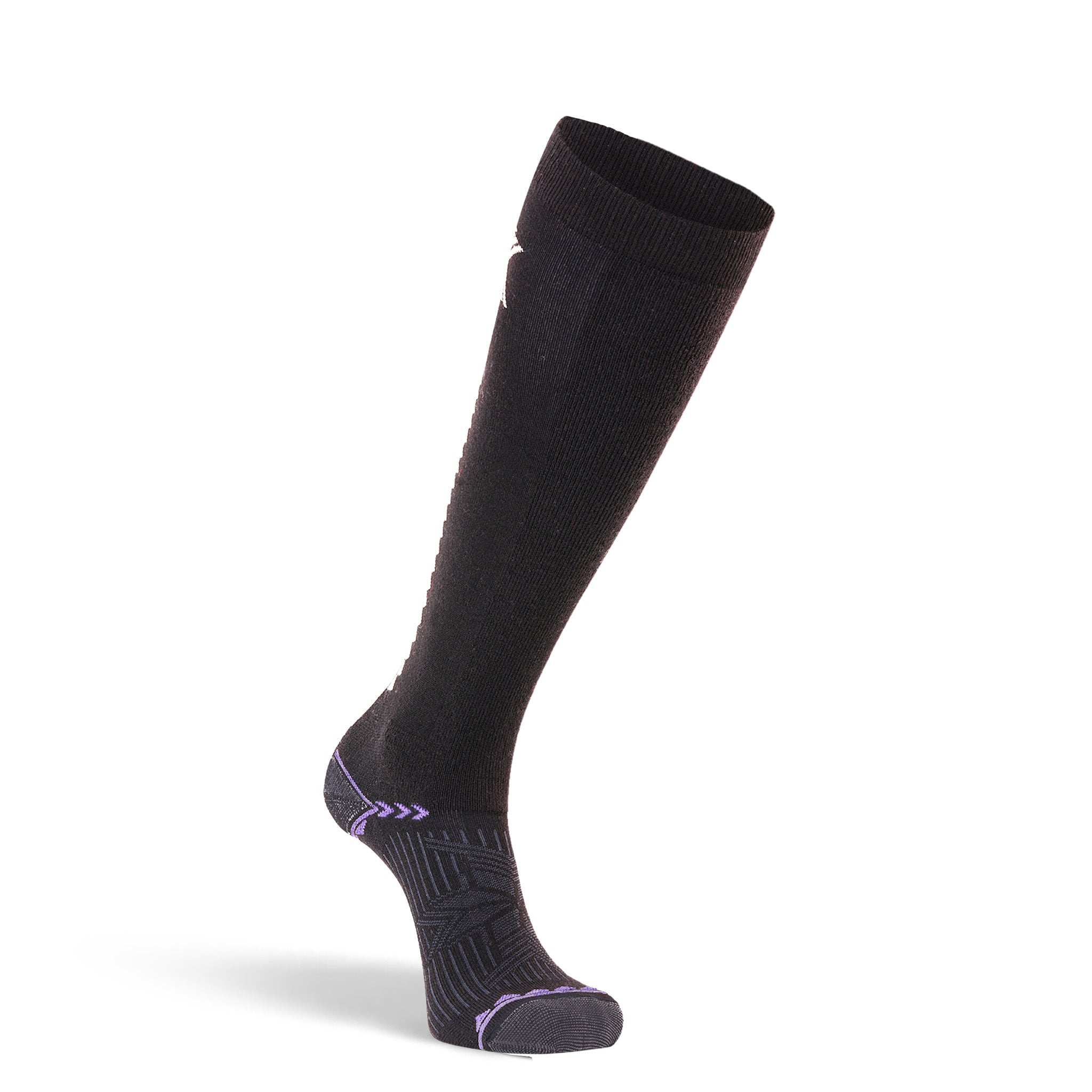 Women's Chamonix Lightweight Over-the-Calf Ski and Snowboard Sock Charcoal/Lavender Small - Fox River